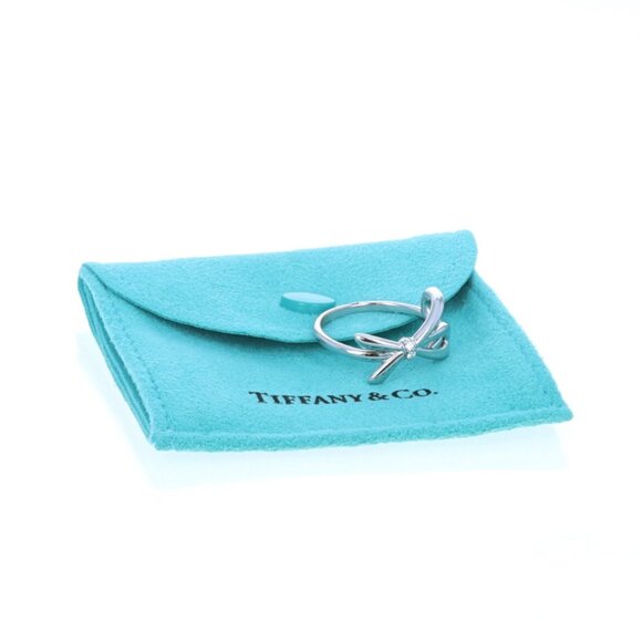 Tiffany & Co. Bow Diamond Band - White Gold 18k Round Brilliant Ribbon Ring - Picture 7 of 7